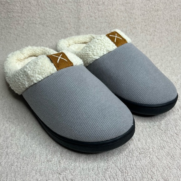 Shoes - Cozy Winter Indoor/Outdoor Slippers-Gray-Womens 5.5 & 7.5-Loungewear-Comfort-NEW